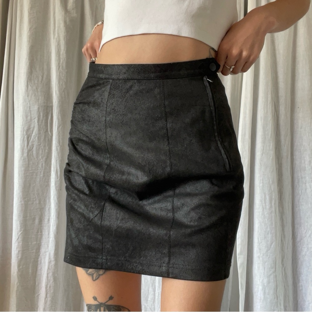 Faux Suede Black Skirt